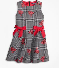 Girls' Girls Floral Jacquard And Houndstooth Dress