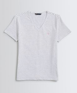 Striped Stretch-Cotton Jersey V-Neck T-Shirt