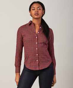 Fitted Checked Cotton Flannel Shirt