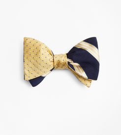 Two-Color Square With Stripe Reversible Bow Tie