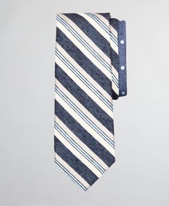 Silk And Linen Textured Variegated Stripe And Dot Tie