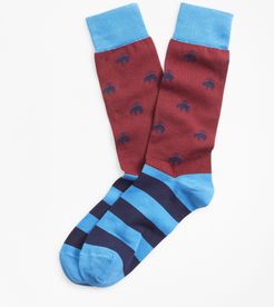 Golden Fleece And Stripe Crew Socks