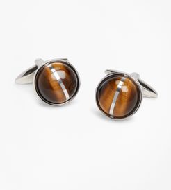 Tiger's-Eye Round Cuff Links