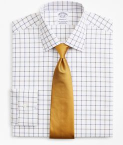 Stretch Regent Fitted Dress Shirt, Non-Iron Poplin Ainsley Collar Double-Grid Check