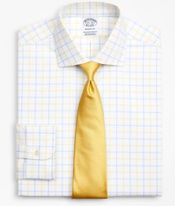 Stretch Regent Fitted Dress Shirt, Non-Iron Poplin English Collar Double-Grid Check