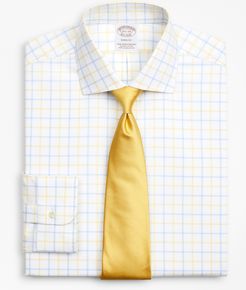 Stretch Soho Extra-Slim-Fit Dress Shirt, Non-Iron Poplin English Collar Double-Grid Check