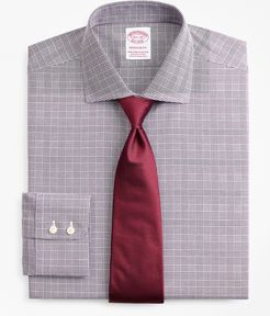 Stretch Madison Classic-Fit Dress Shirt, Non-Iron Royal Oxford English Collar Glen Plaid