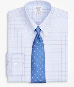 Stretch Regent Fitted Dress Shirt, Non-Iron Pinpoint Button-Down Collar Glen Plaid