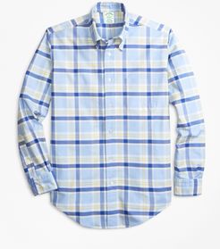 Milano Fit Oxford Blue And Yellow Plaid Sport Shirt