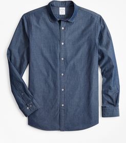 Regent Fitted Sport Shirt, Golf Collar Chambray