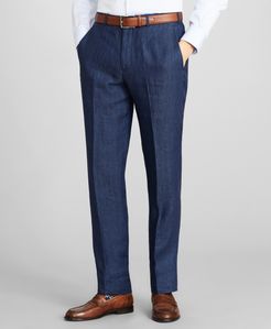 Regent Fit Herringbone Linen Trousers