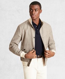 Golden Fleece Wool Linen Houndstooth Bomber Jacket