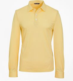 Premium Extra-Fine Supima Cotton Pique Long-Sleeve Polo Shirt