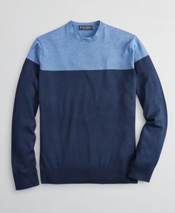 Silk And Cotton Color-Block Crewneck Sweater