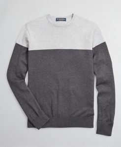 Silk And Cotton Color-Block Crewneck Sweater