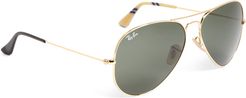 Ray-Ban Aviator Sunglasses With Yellow BB#1 Rep Stripe