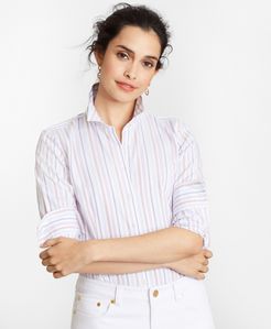 Petite Non-Iron Tailored-Fit Striped Supima Cotton Dobby Shirt