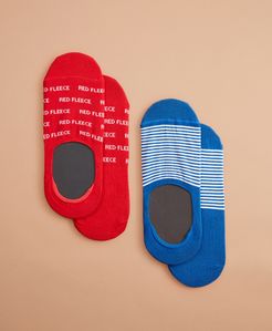 Red Fleece No-Show Socks, Two Pack