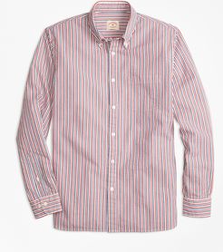Stripe Cotton Seersucker Sport Shirt