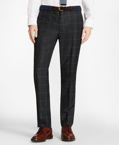 Windowpane Wool Twill Suit Trousers