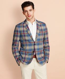 Plaid Three-Button Linen Twill Sport Coat