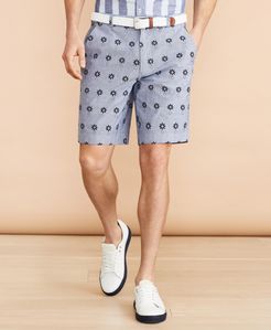 Chambray Flower Print Shorts