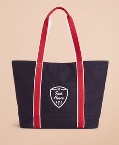 Red Fleece Nyc Large Canvas Tote Bag