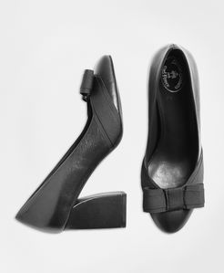 Grosgrain-Trim Leather Pumps