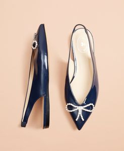 Patent Leather Point-Toe Sling-Back Flats