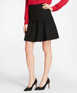 Stretch Wool-Blend Flounce Skirt