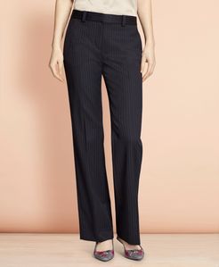 Wide-Leg Pinstripe Stretch Wool Trousers