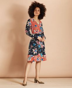 Floral-Print Satin Dress