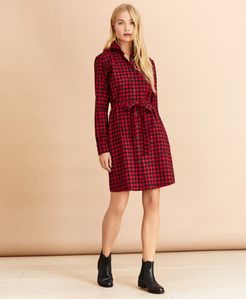 Logo-Print Plaid Flannel Shirt Dress