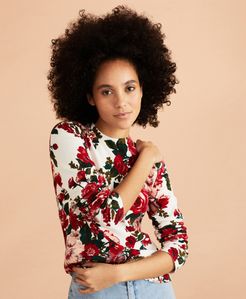 Floral-Print Cotton Sweater