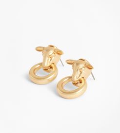 Gold-Plated Sheep's Head Stud Earrings