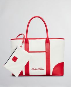 Leather-Trimmed Canvas Tote Bag