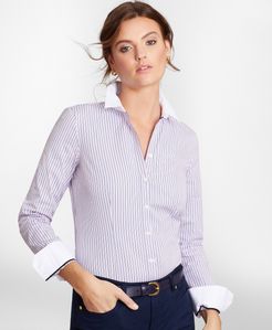Non-Iron Tailored-Fit Striped Cotton Dobby Shirt