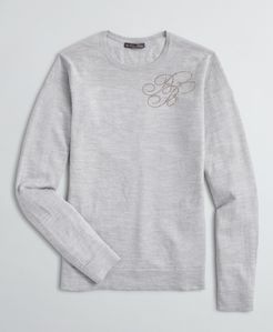 Rhinestone-Embellished Merino Sweater