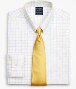 Stretch Big & Tall Dress Shirt, Non-Iron Poplin Button-Down Collar Double-Grid Check