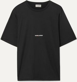 Printed Cotton-jersey T-shirt - Black