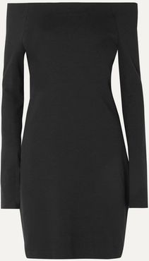 Hunting Off-the-shoulder Stretch Modal-blend Jersey Mini Dress - Black