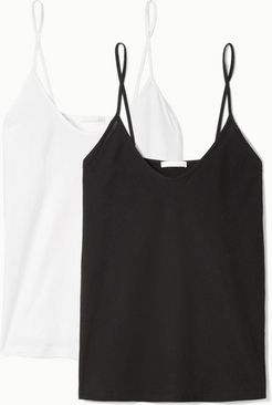 Essentials Set Of Two Pima Cotton-jersey Camisoles - Black