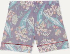 Printed Cashmere And Silk-blend Shorts - Purple