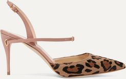 Vittorio 85 Leopard-print Calf Hair And Patent-leather Slingback Pumps - Leopard print