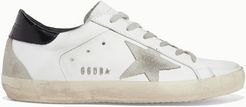 Superstar Distressed Leather And Suede Sneakers - White