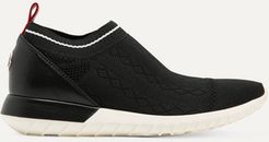 Giroflee Leather-paneled Stretch-knit Slip-on Sneakers - Black