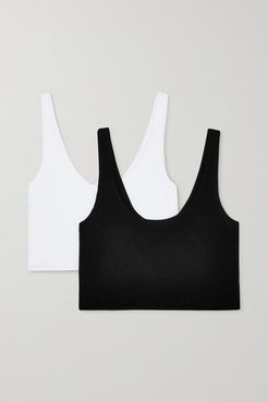 Clio Set Of Two Stretch Organic Pima Cotton Jersey Soft Cup Bras - Black