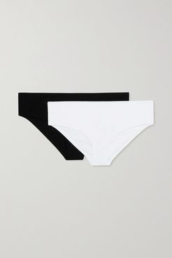 Aja Set Of Two Stretch Organic Pima Cotton-jersey Briefs - Black