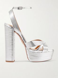 Sundance 140 Metallic Leather Platform Sandals - Silver