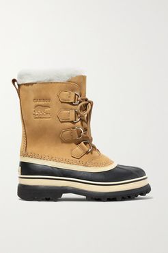 Caribou Fleece-trimmed Nubuck And Rubber Snow Boots - Tan